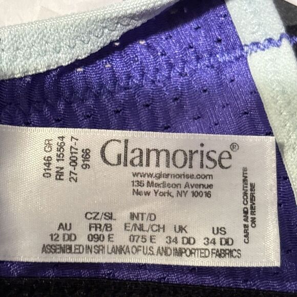 Glamorise 9166 Custom Control Black Purple High Impact Sports Bra Size 34DD - Picture 16 of 16
